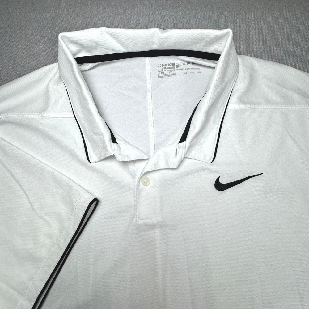 Nike Golf Polo Mens XXL White Dri-Fit Standard Fit Short Sleeve Swoosh